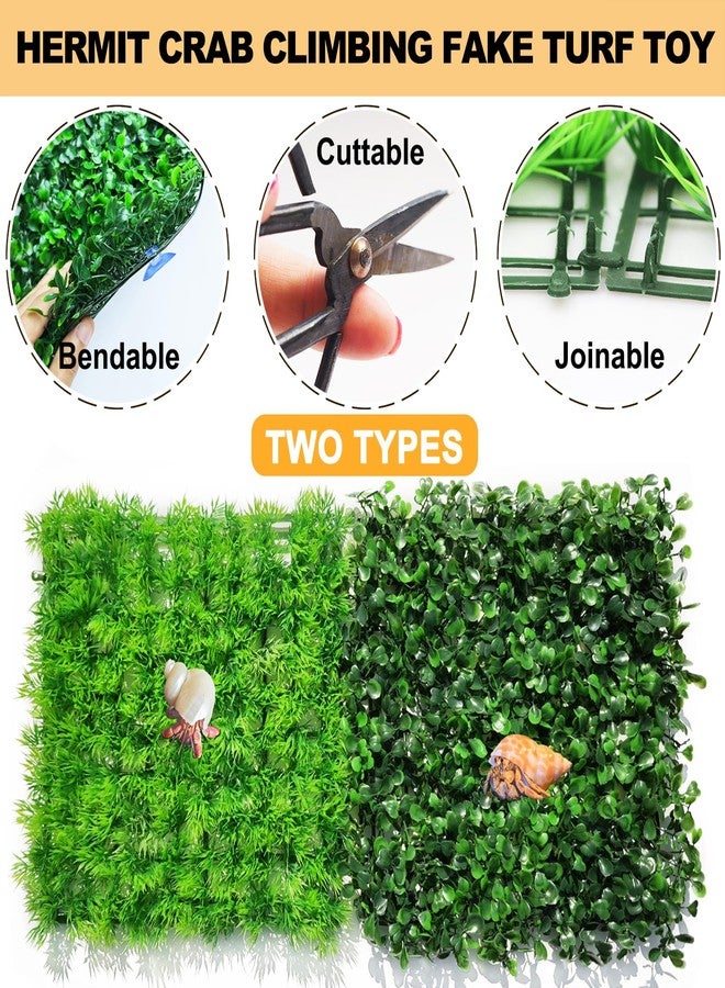 Anranmm 2 PCS Hermit Crab Climbing Toys Faux Grass Mat 10 x 10 Inch Fake Turf Hermit Crab Climbing Wall Square Plastic Aquarium Plants Lawn HermitCrabs Supplies Small Animals Cage Accessories - Image 5